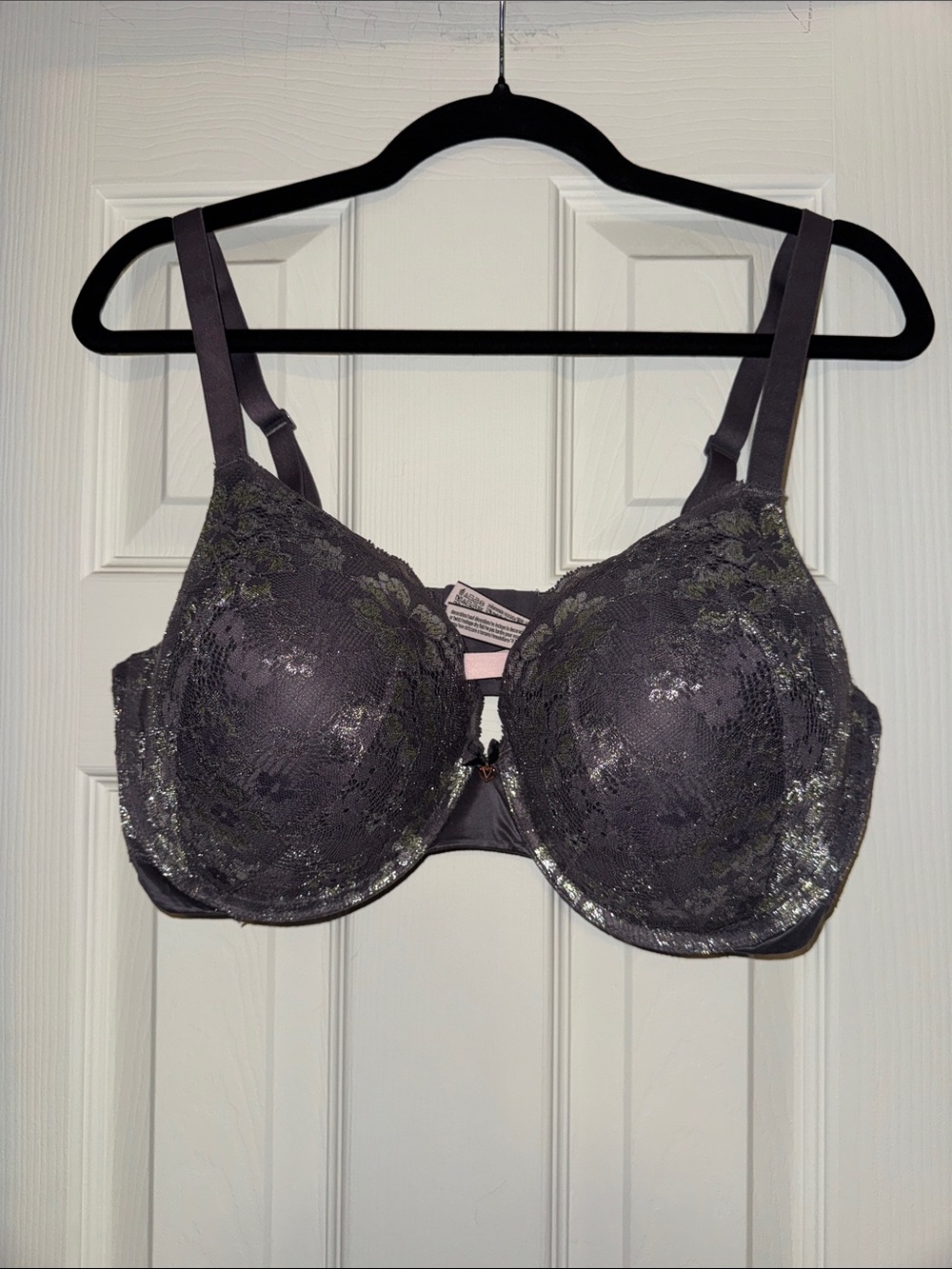 Victoria's Secret Embroidered Lace Full-Coverage Bra - Charcoal